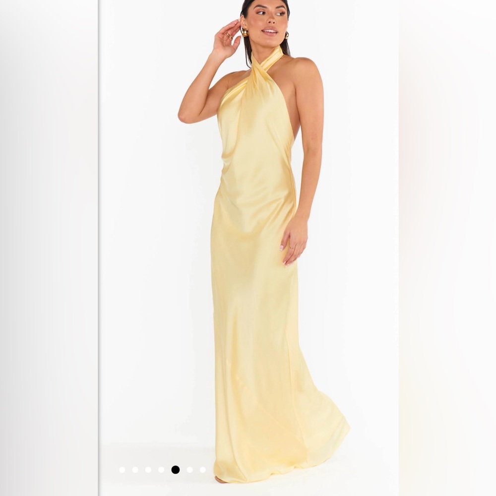 SHOW ME YOUR MUMU - Jasmine Halter Maxi Dress Pale Yellow size XS - Picture 4 of 8